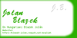 jolan blazek business card
